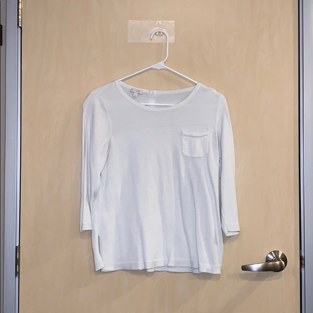 Talbots Cropped Sleeves White Sweater